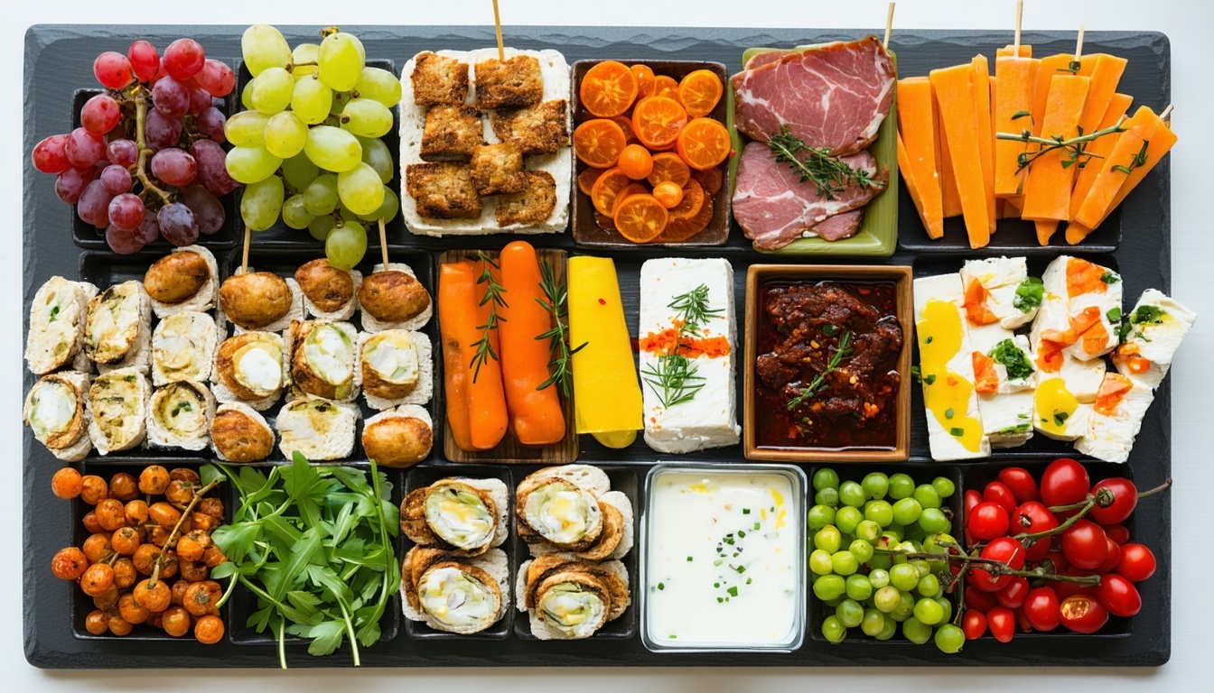Elegant appetizer platters featuring fresh, seasonal ingredients